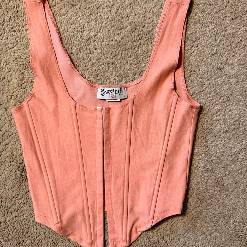 SWANK Peach Crop Top